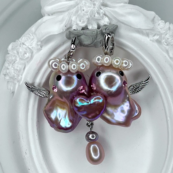 Handmade S925 SS Premium Flameball Pearl Twin 😇 Character Detachable Pendant - Picture 1 of 4